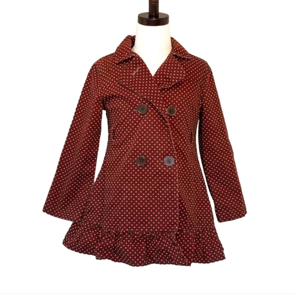 Crazy 8 Other - Crazy 8 Brown with Pink Polka Dot Pea Coat Jacket